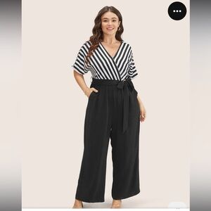 BloomChic Plus Size 2XL Black and White Striped Jumpsuit us18-20